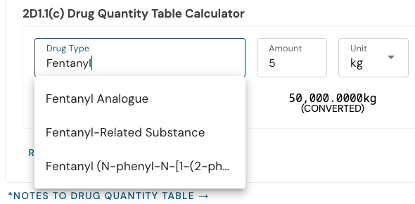 Fentanyl options in 2D1.1